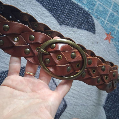 BSB leather belt used, brown with studs