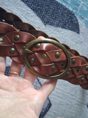 BSB leather belt used, brown with studs