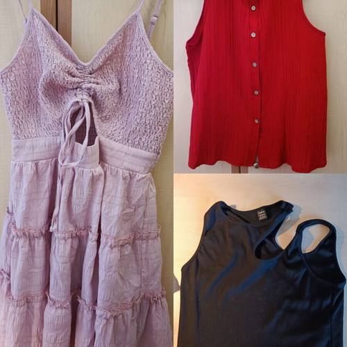Shein dress, shirt, and crop top bundle new, size M, pink and red