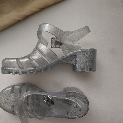 Jellies silver platform sandals new, size 38-38.5