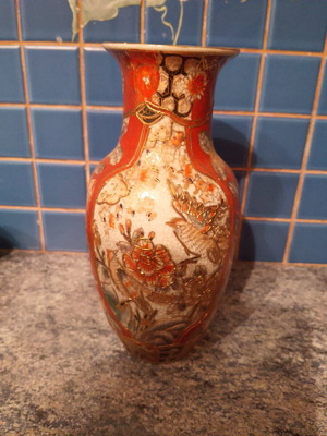 Decorative Chinese vase vintage with handpainted design used