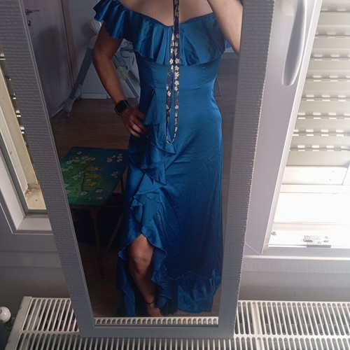 Shein satin evening dress, blue, size M