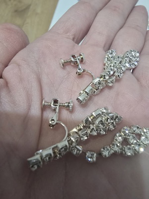 Vintage chandelier screw-back clip earrings with rhinestones