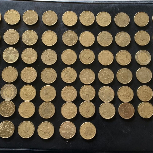 Euro coin collection used with 10, 20, 50 cent and 1 euro coins