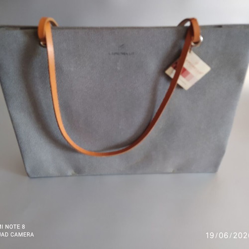 Leporello leather women's bag gray new