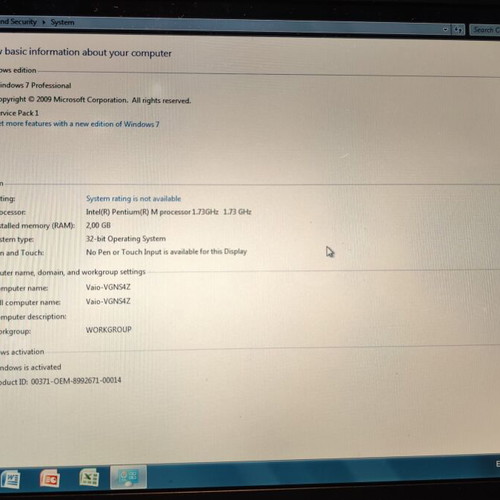 Sony Vaio VGN-S4Z laptop used 13", 2GB RAM, 128GB SSD