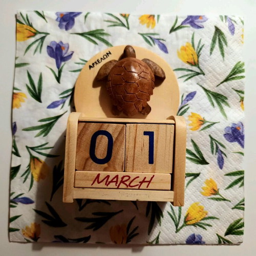 Wooden desk calendar new with Archelon turtle design