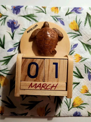 Wooden desk calendar new with Archelon turtle design
