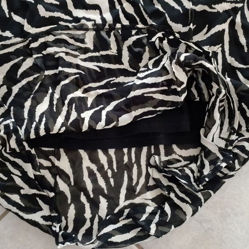 Midi Satin Skirt Lynne used, zebra animal print, black and white