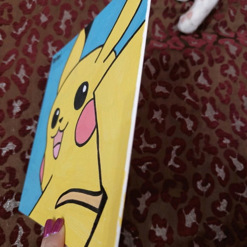 Pikachu handmade painting with acrylics on 20×20 cm cardboard made to order