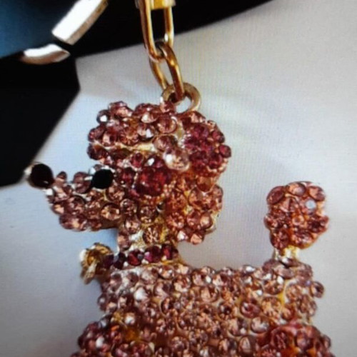 Key holder pink multicolor, new, 5x4.5 cm poodle figure