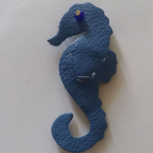 Seahorse pin handmade new, blue