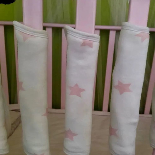 Crib rail bumpers 10 used, pink stars, 28×18cm