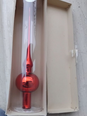 Heitmann Deco vintage γυάλινη χριστουγεννιάτικη κορυφή δέντρου σε κόκκινο, 28 εκ.