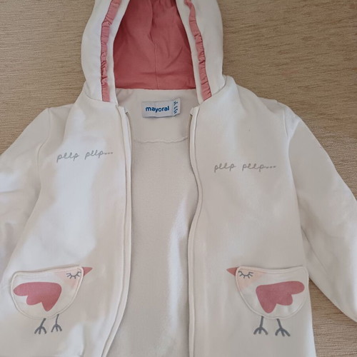 Mayoral jacket for 3-year-old girl like new, white with zipper