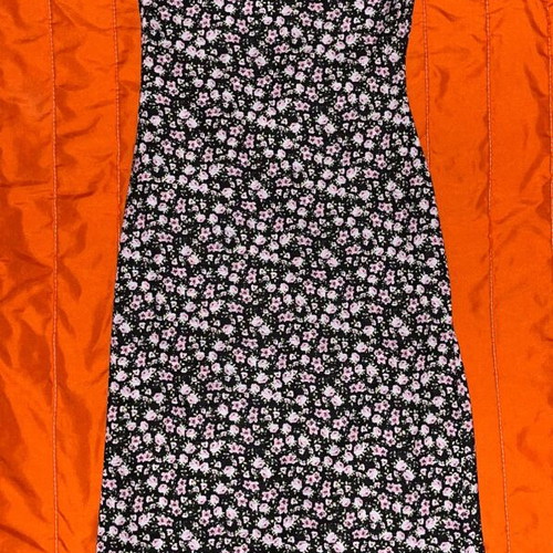 Bershka floral wrap-style midi dress, black and multicolor