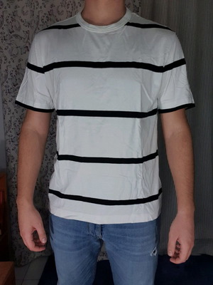 H&M striped t-shirt used, size L, white