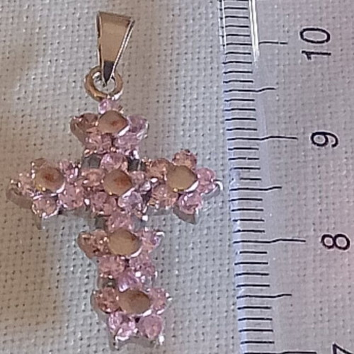 Silver Cross 925 with Pink Zirconia