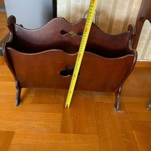 Magazine holder used, vintage wooden with minor wear