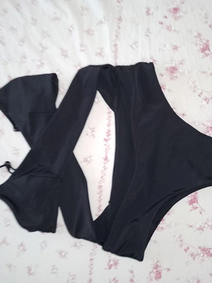 One-piece swimsuit with cutouts and gift pouch new, black, sizes XS and M