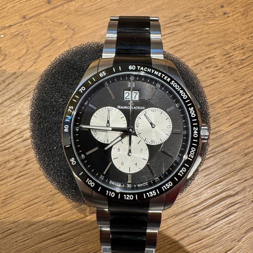 Maurice Lacroix men's watch like new, black and silver bracelet