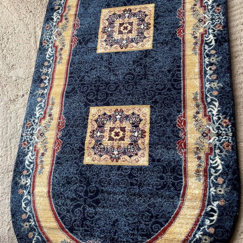 Mekka Arabian Carpets wool rug new, navy blue 1x2