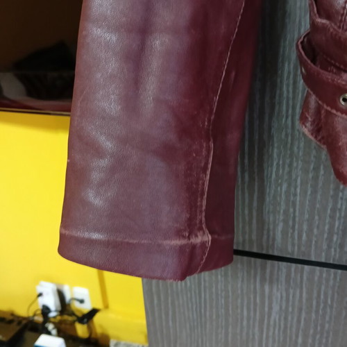 Women's leather jacket used, genuine leather, red