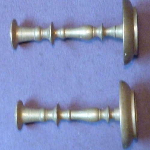 Candlesticks used, two antique massive bronze German, early 20th century