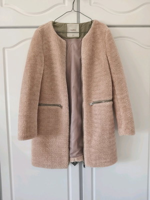 Pull & Bear women's fur coat size M like new, beige pink