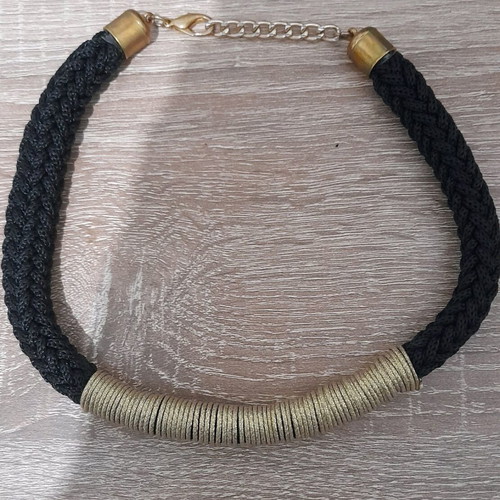 Handmade necklace used in black and gold