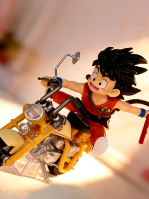 Dragon Ball Z Son Goku figure with yellow motorcycle new