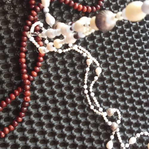 Mala Yungdrung vintage silver 835 Buddhist necklace with wooden beads