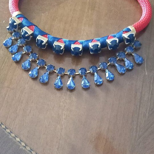 Handmade necklace new with stones and cord, unworn