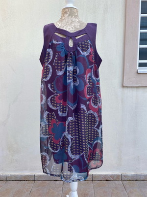 Sleeveless floral dress Paul - Christophe like new, purple, size 4XL