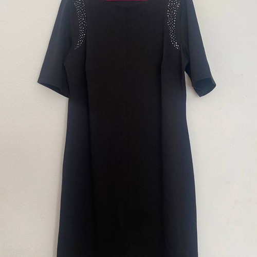 Black Orsay Voyelles dress EU 40 midi with rhinestones on shoulders like new