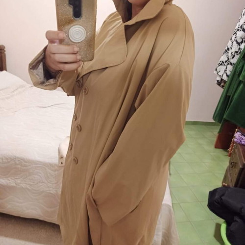 Oversized beige gabardine coat new, size XL, Missguided