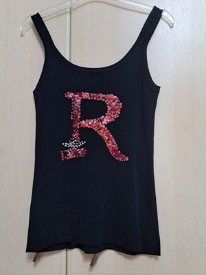 Women's tank top black with pink sequin R like new, size M