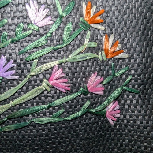 Shoulder bag new with embroidered flowers in black color
