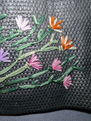 Shoulder bag new with embroidered flowers in black color