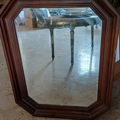 Vintage octagonal mirror with wooden frame like new