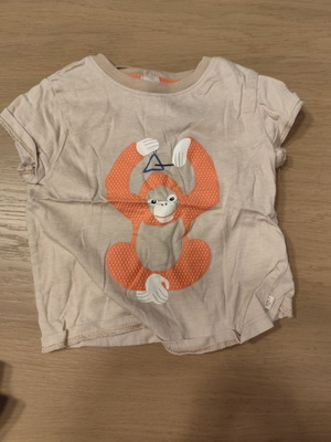 Obaïbi baby short-sleeve t-shirt with monkey design, like new, 6 months