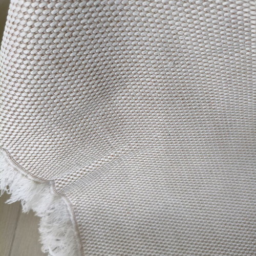 Jacquard Sofa Throws Set of 2 Used Beige-Ecru with Fringes