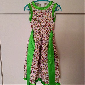 Φλοράλ φόρεμα με λεπτομέρεια σατέν για κορίτσια 6-8 ετών