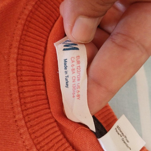 H&M boys' long-sleeve shirt used, size 6-8 years, red and orange