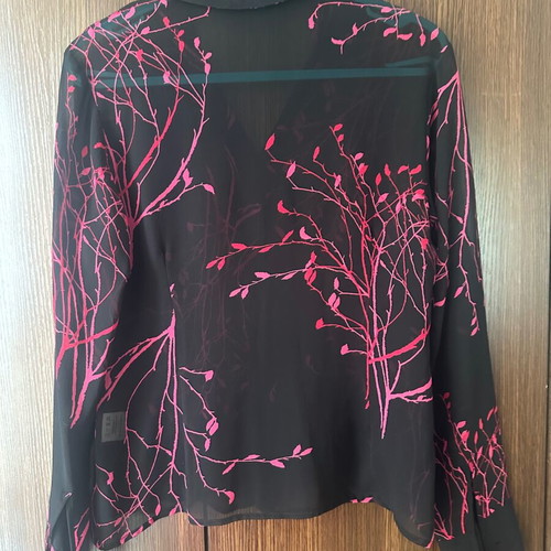 Fenn Wright Manson Silk Shirt Black with Fuchsia Size 38 M Like New