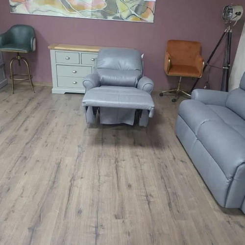 Gray leather sofa set two-seater and armchair G Plan new with relax mechanism