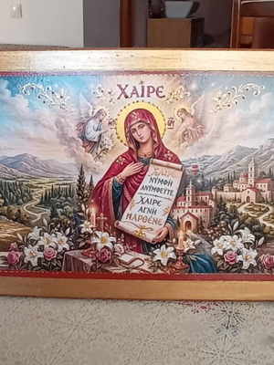 Παναγία χειροποίητη ξύλινη εικόνα 30×18cm καινούργια