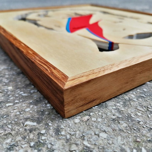 Handmade wooden David Bowie Ziggy Stardust wall decor, 28x23 cm