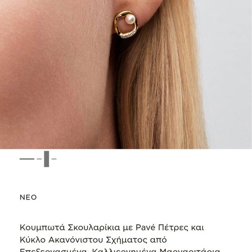 Pandora earrings with pavé stones and freshwater pearls, 14K gold plated, new