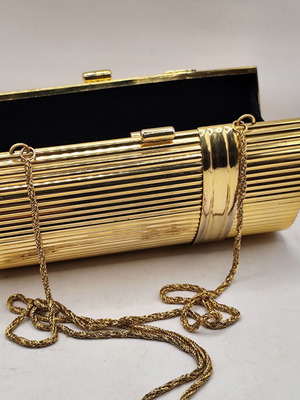 Vintage 1970s Gold Clutch Metal Evening Bag